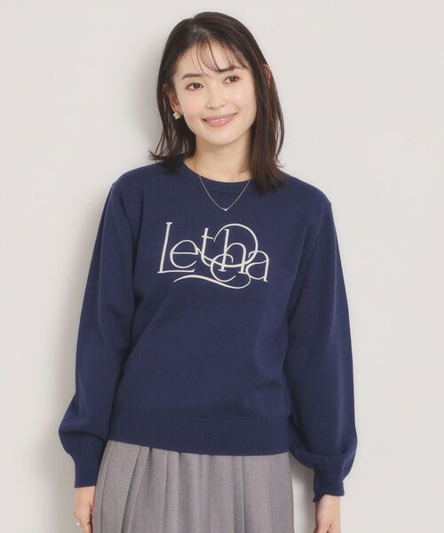 ITS'DEMO / イッツデモ ニット・セーター | 【手洗い可】ロゴ刺繍ニット（ネイビー(094)）