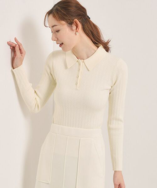 ITS'DEMO / イッツデモ ニット・セーター | 【手洗い可】ポロ襟ニット（オフホワイト(003)）