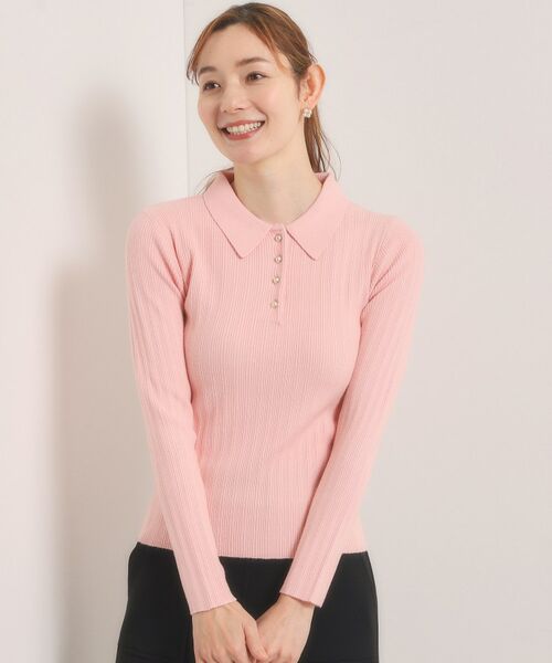 ITS'DEMO / イッツデモ ニット・セーター | 【手洗い可】ポロ襟ニット（ピンク(071)）