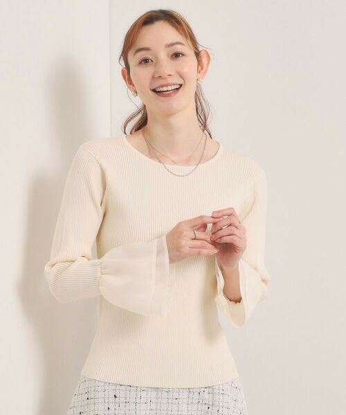 ITS'DEMO / イッツデモ ニット・セーター | 【手洗い可】袖口フリルリブニット（アイボリー(004)）