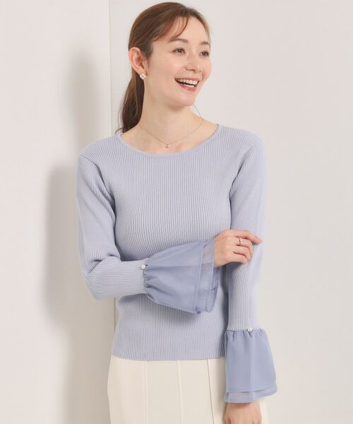 ITS'DEMO / イッツデモ ニット・セーター | 【手洗い可】袖口フリルリブニット（サックスブルー(090)）