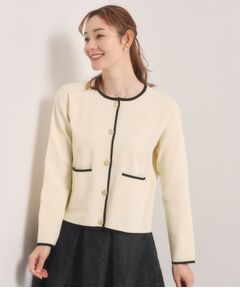 ITS'DEMO / イッツデモ カーディガン・ボレロ | 【入卒／手洗い可】配色ニットカーディガン