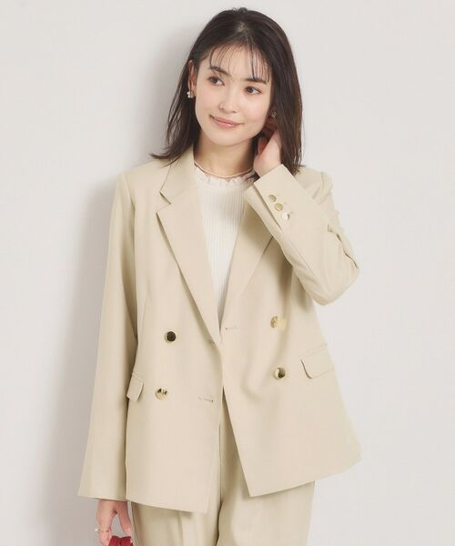 ITS'DEMO / イッツデモ テーラードジャケット | 【洗濯機OK／イージーケア】ツイルストレッチダブルジャケット（グレージュ(050)）