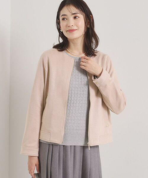 ITS'DEMO / イッツデモ ノーカラージャケット | カットスエードジャケット（ピンク(071)）