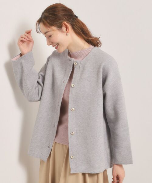 ITS'DEMO / イッツデモ カーディガン・ボレロ | 【手洗い可】Wフェイスニットコーディガン（ライトグレー(011)）
