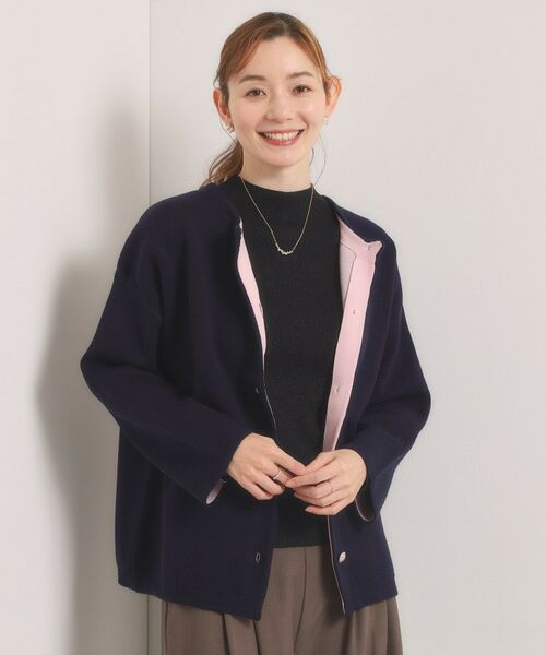 ITS'DEMO / イッツデモ カーディガン・ボレロ | 【手洗い可】Wフェイスニットコーディガン（ネイビー(094)）