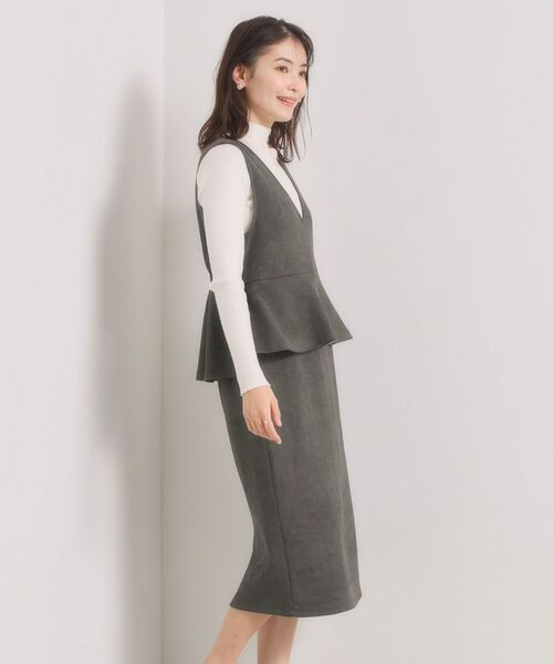 ITS'DEMO / イッツデモ ミニ丈・ひざ丈ワンピース | カットスエードジャンスカ | 詳細10