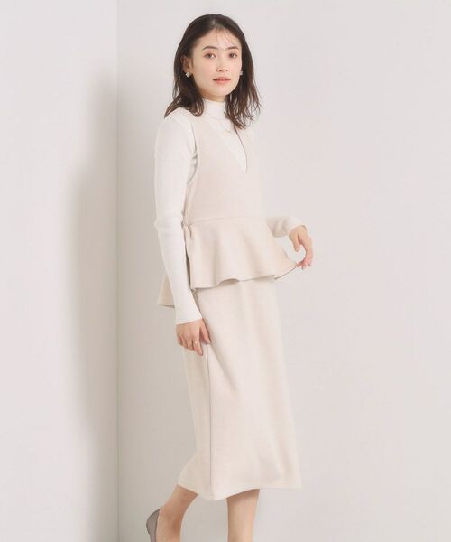 ITS'DEMO / イッツデモ ミニ丈・ひざ丈ワンピース | カットスエードジャンスカ（アイボリー(004)）
