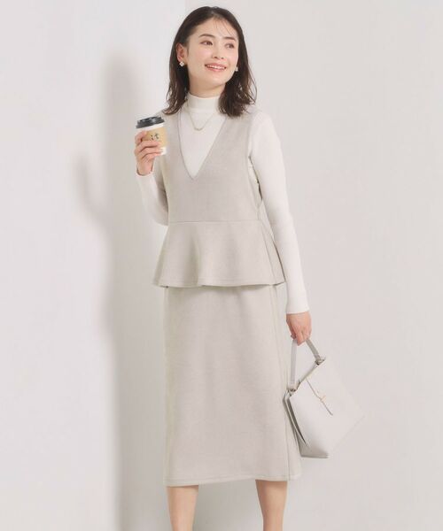 ITS'DEMO / イッツデモ ミニ丈・ひざ丈ワンピース | カットスエードジャンスカ（ライトグレー(011)）