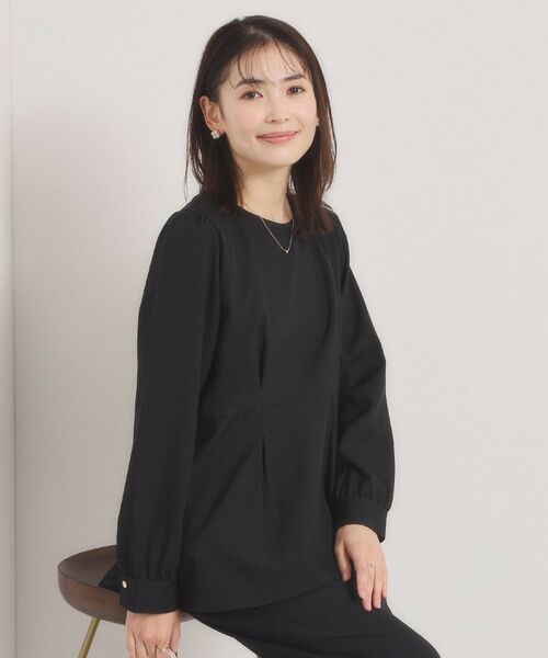 ITS'DEMO / イッツデモ シャツ・ブラウス | 【洗濯機OK／イージーケア】ツイルストレッチペプラムブラウス（ブラック(019)）