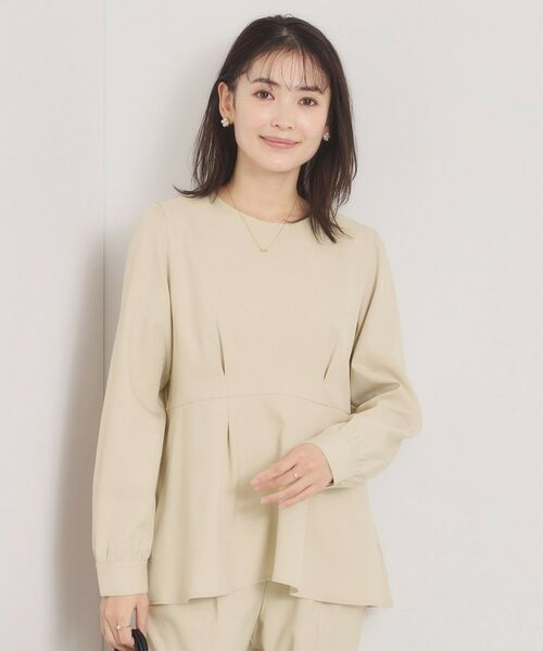 ITS'DEMO / イッツデモ シャツ・ブラウス | 【洗濯機OK／イージーケア】ツイルストレッチペプラムブラウス（グレージュ(050)）