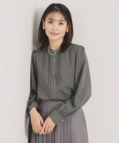 ITS'DEMO / イッツデモ シャツ・ブラウス | 【手洗い可】フロントピンタックブラウス（チャコールグレー(014)）