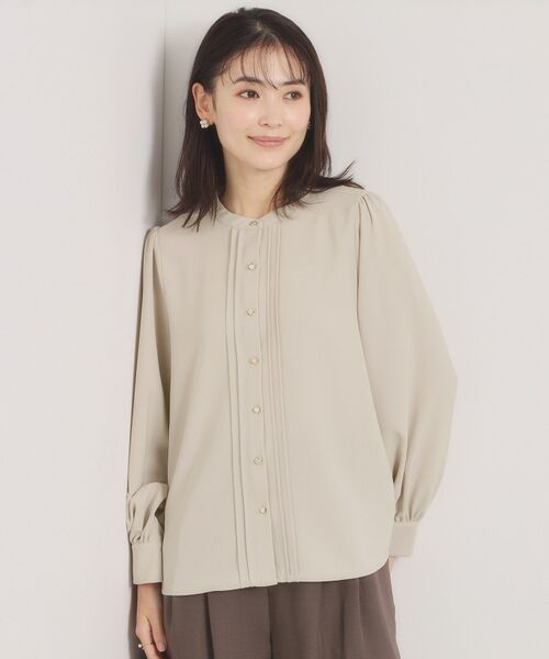 ITS'DEMO / イッツデモ シャツ・ブラウス | 【手洗い可】フロントピンタックブラウス（グレージュ(050)）