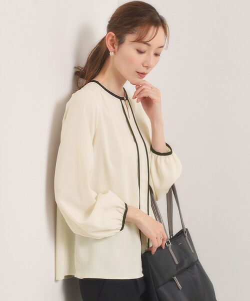 ITS'DEMO / イッツデモ シャツ・ブラウス | 【入卒／手洗い可】配色ブラウス（アイボリー(004)）