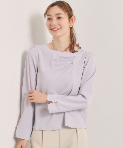 ITS'DEMO / イッツデモ シャツ・ブラウス | 【入卒／手洗い可】ドレープブラウス（ライトグレー(011)）