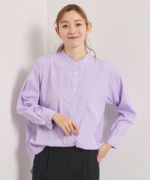 ITS'DEMO / イッツデモ シャツ・ブラウス | 【手洗い可】2wayストライプブラウス（ラベンダー(380)）