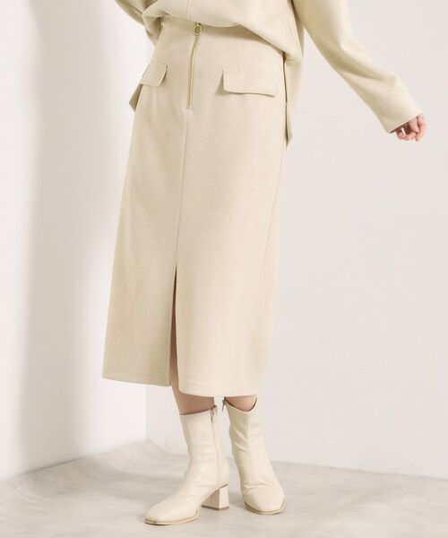 ITS'DEMO / イッツデモ スカート | 【セットアップ可／手洗い可】カットスエードスカート（アイボリー(004)）