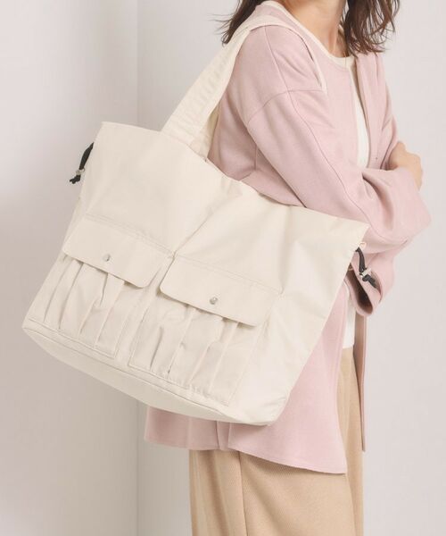 ITS'DEMO / イッツデモ トートバッグ | 【8ポケット／A4対応】撥水Wポケットドロストトート（ライトベージュ(051)）