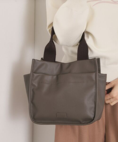 ITS'DEMO / イッツデモ トートバッグ | 合皮サイドポケットミニトート（グレージュ(050)）