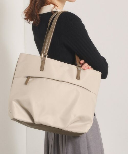 ITS'DEMO / イッツデモ トートバッグ | 【収納アドバイザー監修】合皮コンビA4トート（ライトベージュ(051)）
