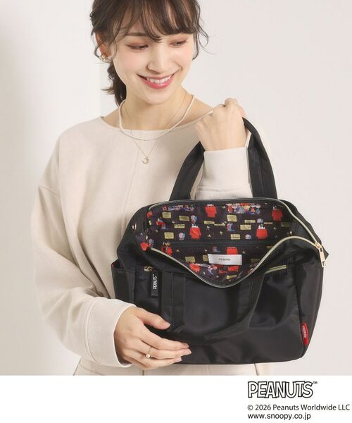 ITS'DEMO / イッツデモ トートバッグ | ＜PEANUTS＞裏地総柄2WAYトート（ブラック(019)）