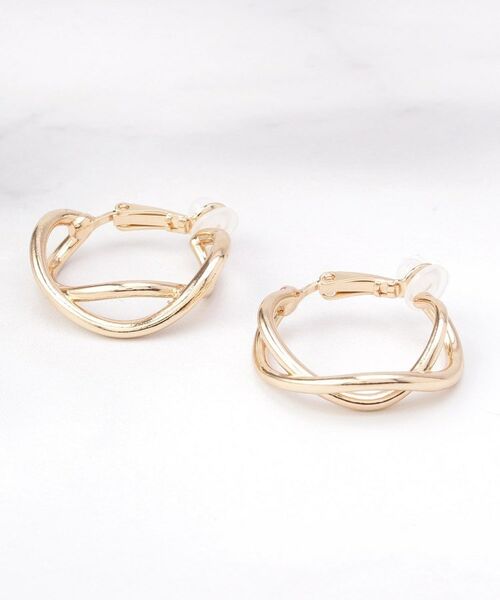 ITS'DEMO / イッツデモ ピアス・イヤリング | クロスラインフープイヤリング（ゴールド(007)）