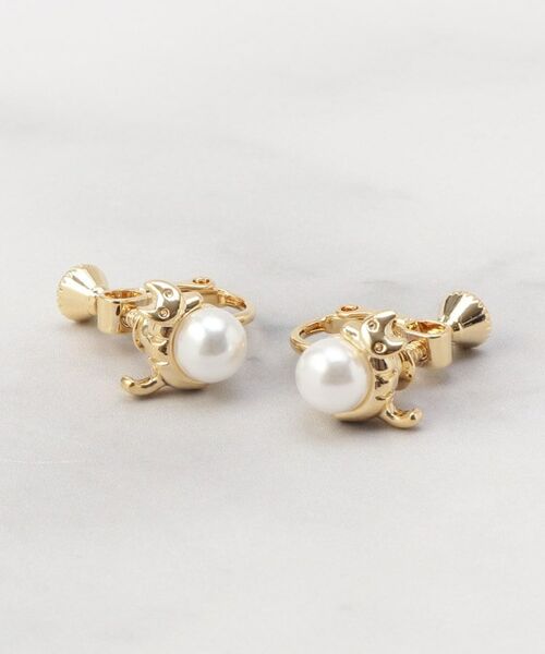 ITS'DEMO / イッツデモ ピアス・イヤリング | パール調にゃんこ イヤリング（ゴールド(007)）