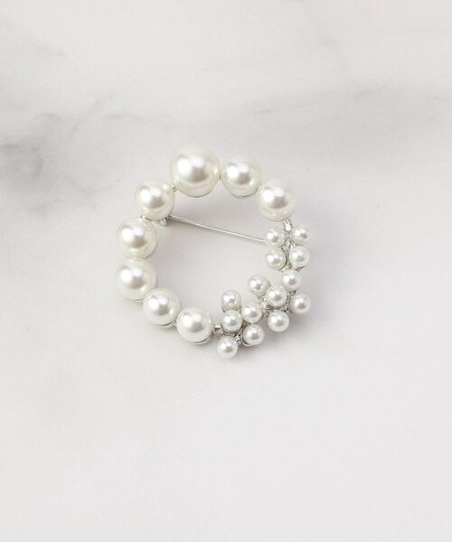 ITS'DEMO / イッツデモ ブローチ・コサージュ | 【入卒】パール調サークルブローチ（シルバー(006)）