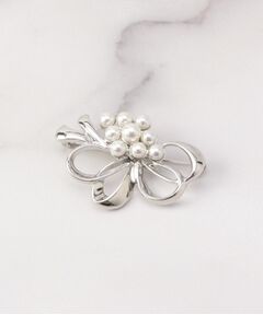 【入卒】パール調ブーケブローチ