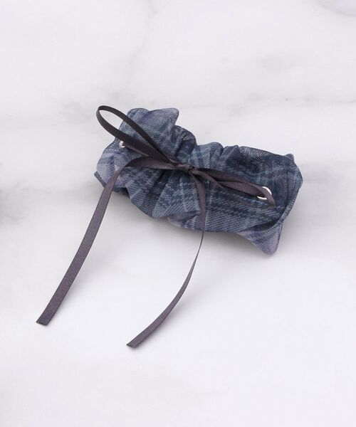 ITS'DEMO / イッツデモ ヘアアクセサリー | チェックくしゅヘアフック（ネイビー(094)）