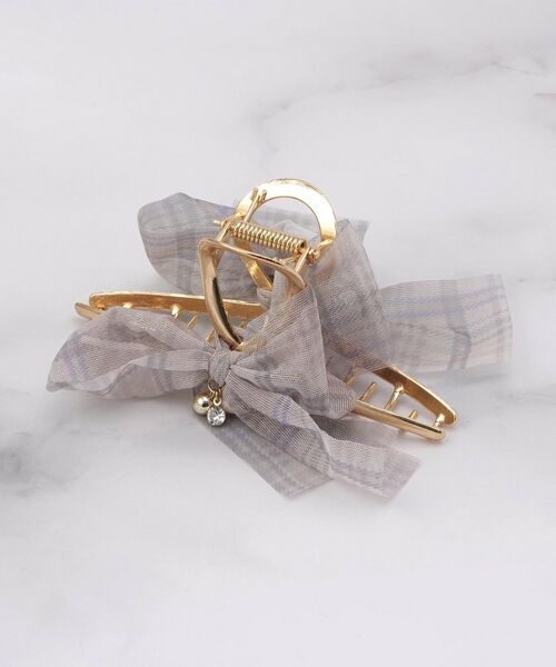ITS'DEMO / イッツデモ ヘアアクセサリー | チェックリボンバンス（トープ(054)）