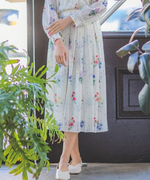 ITS'DEMO / イッツデモ ロング・マキシ丈スカート | 【手洗い可／セットアップ可】ラメストライプ花柄スカート | 詳細19
