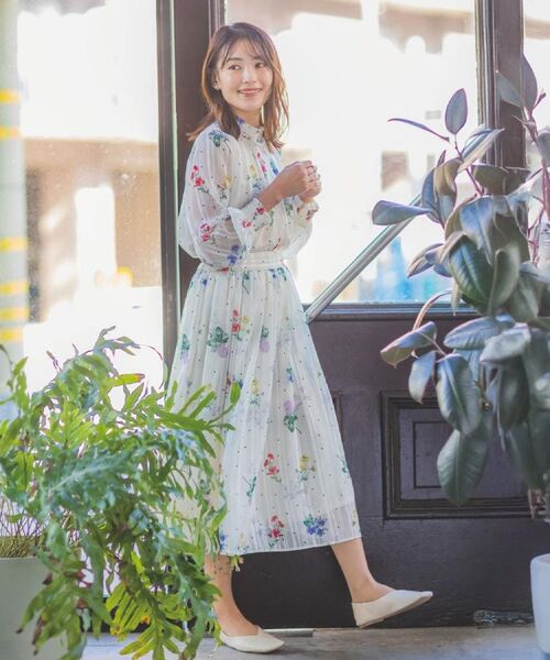 ITS'DEMO / イッツデモ ロング・マキシ丈スカート | 【手洗い可／セットアップ可】ラメストライプ花柄スカート | 詳細20