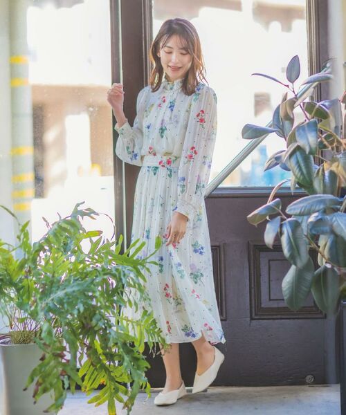 ITS'DEMO / イッツデモ ロング・マキシ丈スカート | 【手洗い可／セットアップ可】ラメストライプ花柄スカート | 詳細21