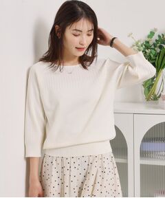 【繰り返し洗える／毛玉防止】タフニット リブ切替ニットプルオーバー