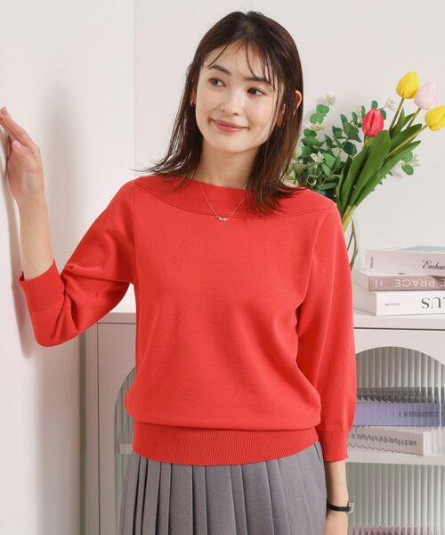 ITS'DEMO / イッツデモ ニット・セーター | 【繰り返し洗える／毛玉防止】タフニット 襟ぐり編地切替ニットプルオーバー | 詳細14