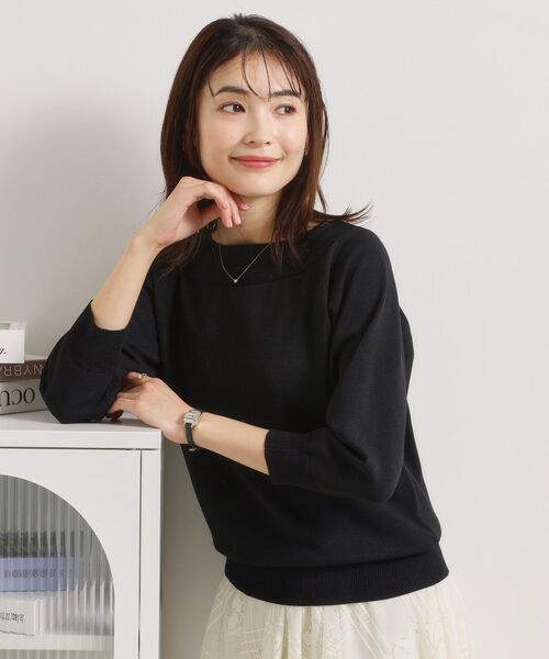 ITS'DEMO / イッツデモ ニット・セーター | 【繰り返し洗える／毛玉防止】タフニット 襟ぐり編地切替ニットプルオーバー | 詳細6