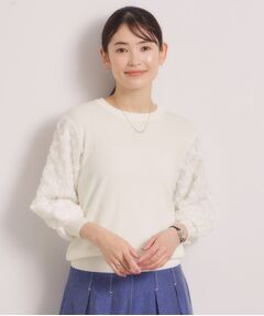 ITS'DEMO / イッツデモ ニット・セーター | 【手洗い可】立体チュールレース袖ニット