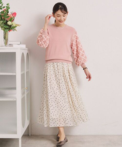 ITS'DEMO / イッツデモ ニット・セーター | 【手洗い可】立体チュールレース袖ニット | 詳細14