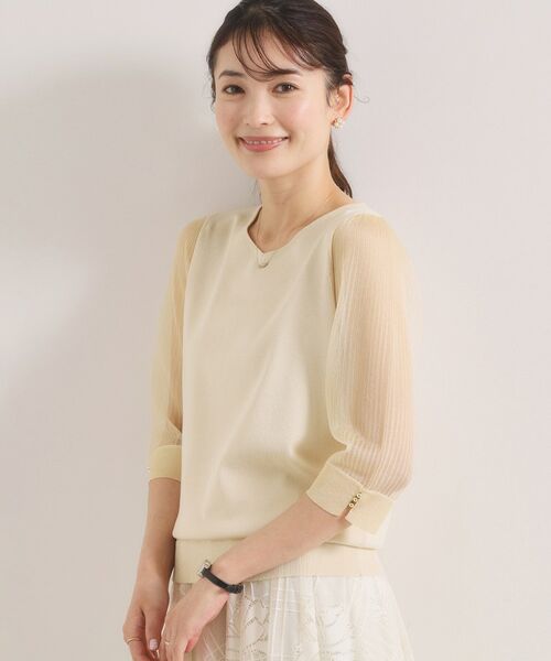 ITS'DEMO / イッツデモ ニット・セーター | 袖シアーニット（アイボリー(004)）