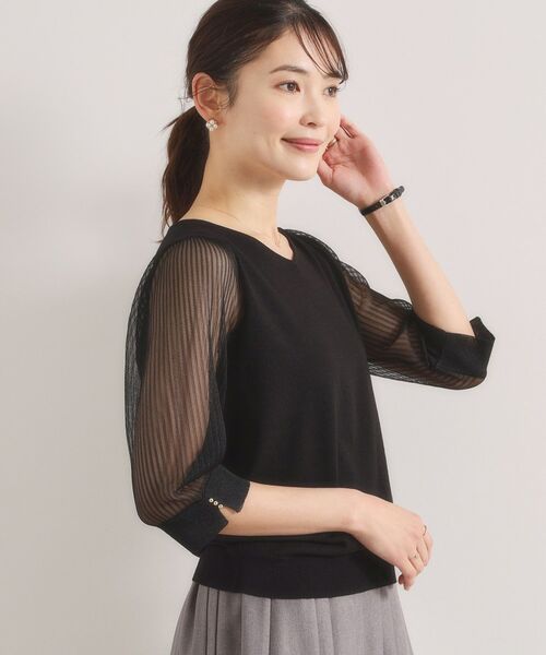 ITS'DEMO / イッツデモ ニット・セーター | 袖シアーニット（ブラック(019)）