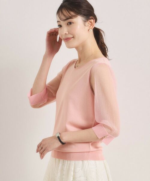 ITS'DEMO / イッツデモ ニット・セーター | 袖シアーニット（ピンク(071)）
