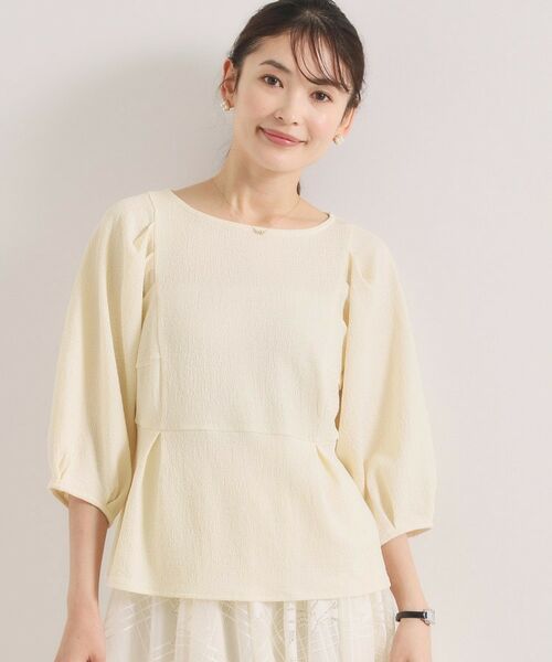 ITS'DEMO / イッツデモ カットソー | シャーリングジャカードトップス（アイボリー(004)）