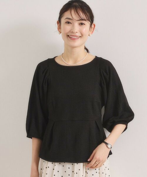 ITS'DEMO / イッツデモ カットソー | シャーリングジャカードトップス（ブラック(019)）