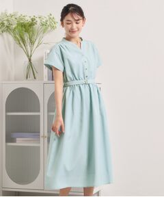 ITS'DEMO / イッツデモ ミニ丈・ひざ丈ワンピース | 【UVケア／洗濯機OK／イージーケア】麻調合繊ブラウジングワンピース