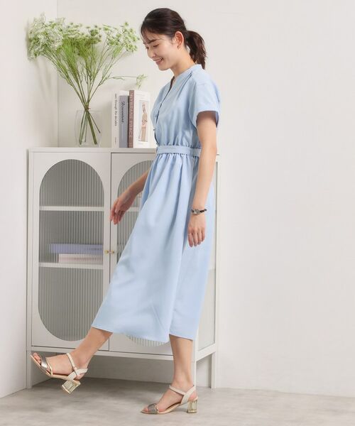 ITS'DEMO / イッツデモ ミニ丈・ひざ丈ワンピース | 【UVケア／洗濯機OK／イージーケア】麻調合繊ブラウジングワンピース | 詳細13