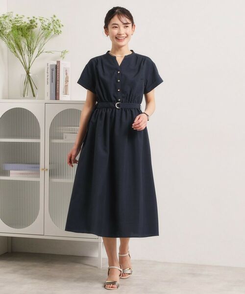 ITS'DEMO / イッツデモ ミニ丈・ひざ丈ワンピース | 【UVケア／洗濯機OK／イージーケア】麻調合繊ブラウジングワンピース | 詳細16
