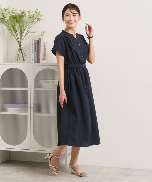 ITS'DEMO / イッツデモ ミニ丈・ひざ丈ワンピース | 【UVケア／洗濯機OK／イージーケア】麻調合繊ブラウジングワンピース | 詳細17