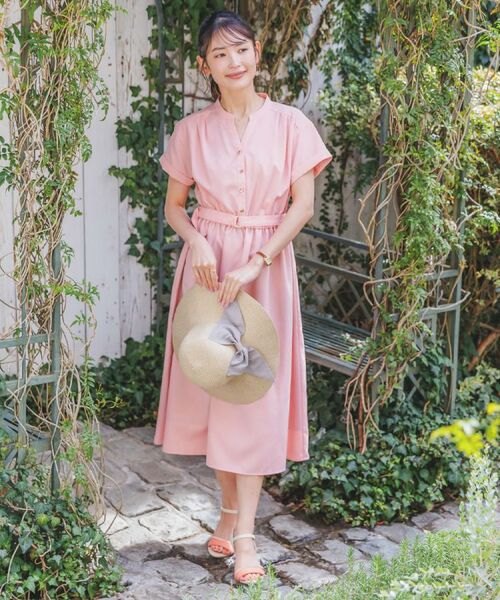 ITS'DEMO / イッツデモ ミニ丈・ひざ丈ワンピース | 【UVケア／洗濯機OK／イージーケア】麻調合繊ブラウジングワンピース | 詳細2