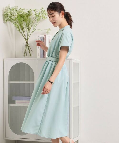 ITS'DEMO / イッツデモ ミニ丈・ひざ丈ワンピース | 【UVケア／洗濯機OK／イージーケア】麻調合繊ブラウジングワンピース | 詳細3